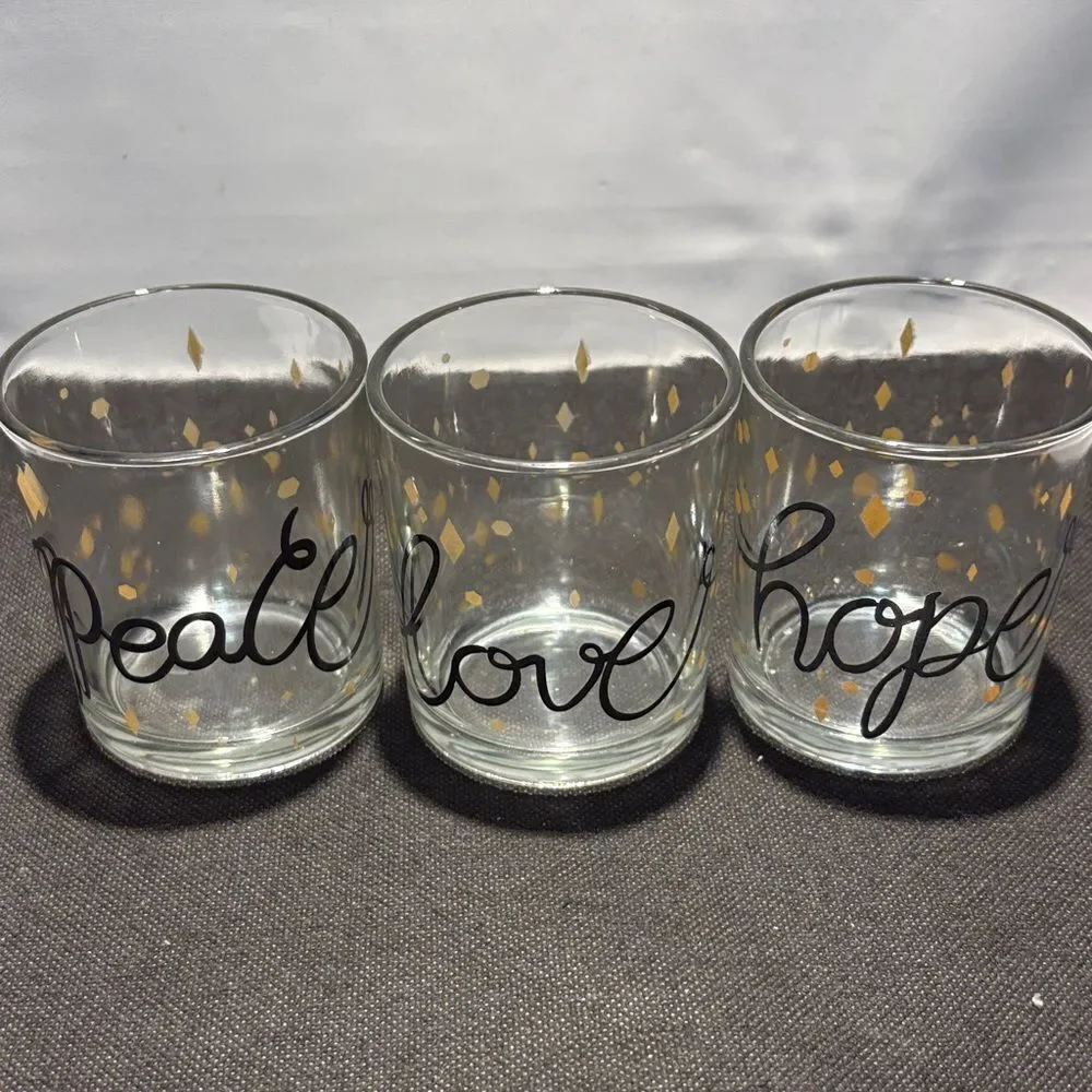 Gold and Black Glass Candle Holders Set